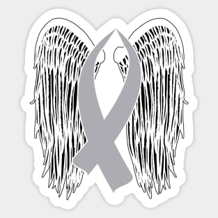 Winged Awareness Ribbon (Gray Ribbon) Sticker